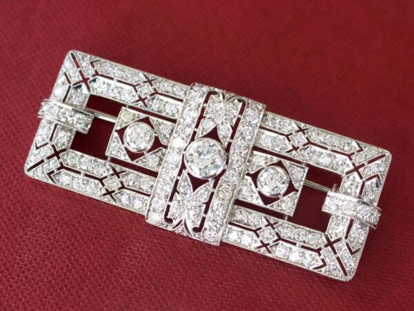 platinum rectangular art deco brooch
