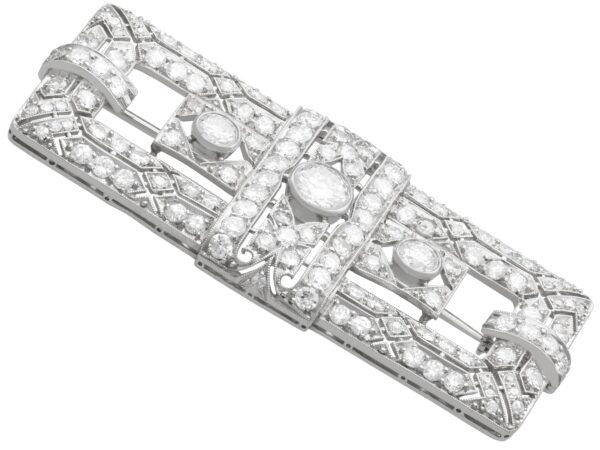 rectangular 6.26 carat diamond and platinum Art Deco brooch