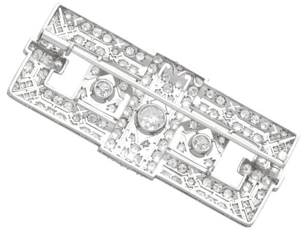reverse of rectangular art deco diamond brooch