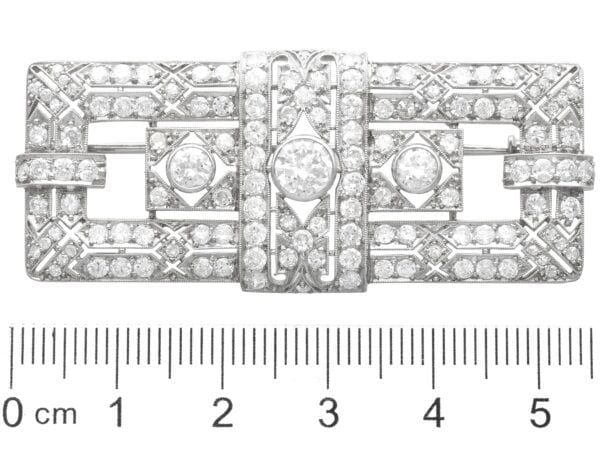 size of rectangular art deco diamond brooch