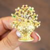 Yellow Gold Flower Vase Brooch