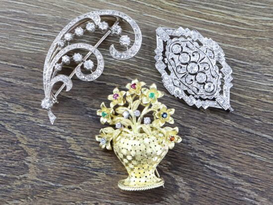 Trio of Diamond Brooches