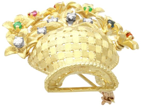 Gemstone Floral Brooch Side Detail