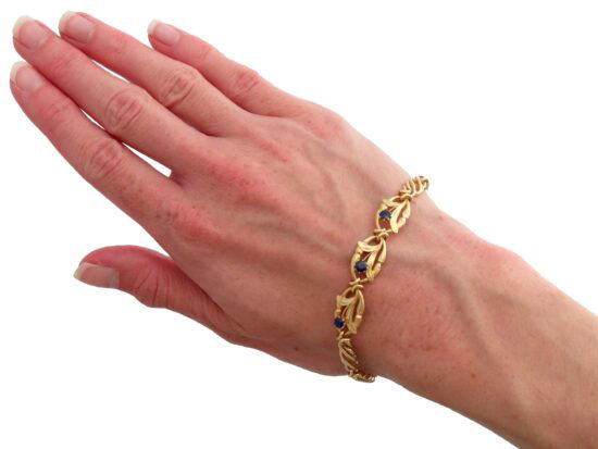 Sapphire Gold Bracelet On Wrist