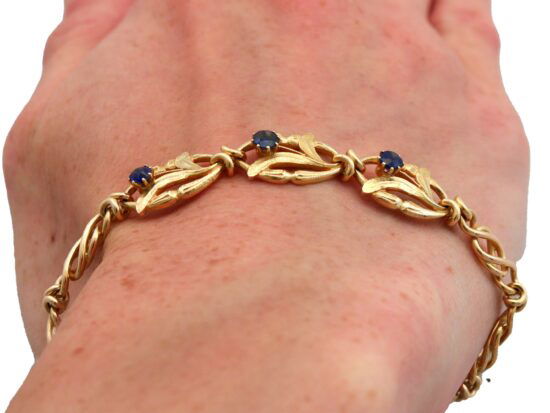 Sapphire Bracelet Worn Close Up
