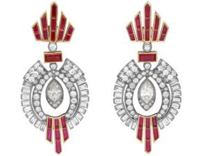 Art Deco Ruby Diamond Earrings