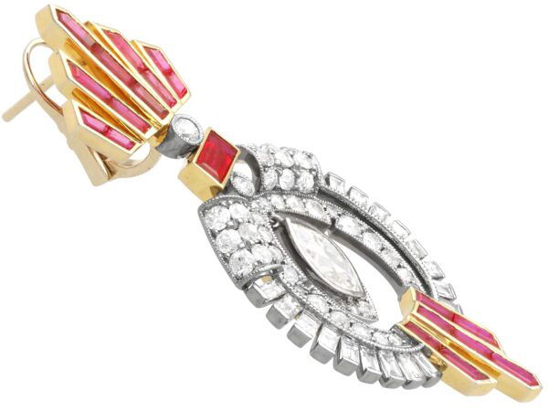side view art deco ruby earring
