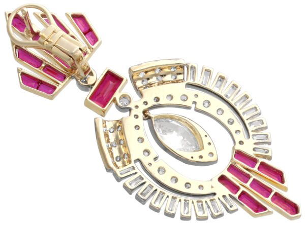 art deco ruby earring in gold
