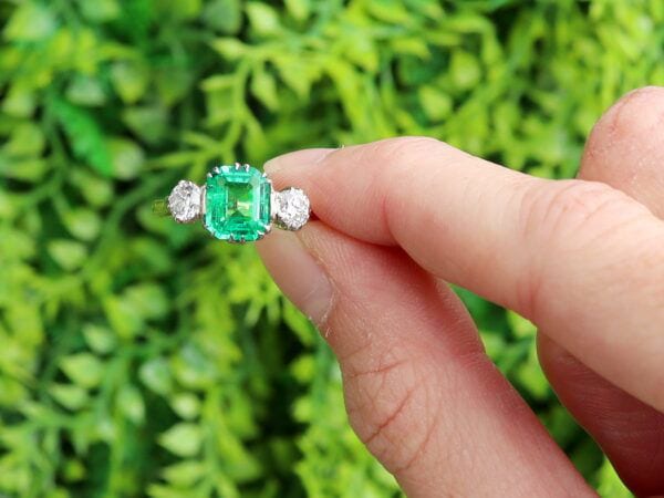 emerald trilogy engagement ring outside
