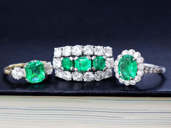 emerald trilogy engagement ring and other emerald jewellery