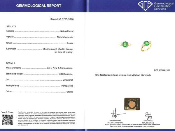 grading certificate emerald trilogy engagement ring