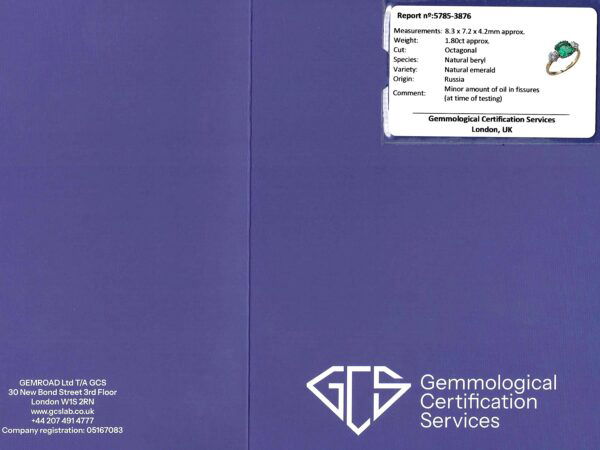 gcs report certificate for emerald trilogy rign