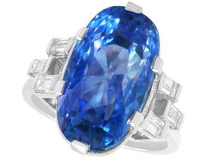 cushion cut Ceylon sapphire ring