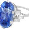 cushion cut Ceylon sapphire ring shoulders