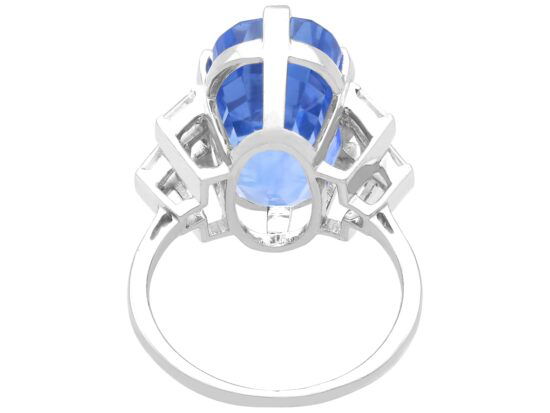 underside cushion cut Ceylon sapphire ring