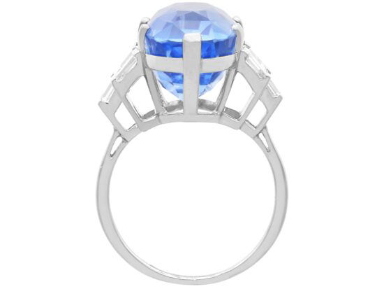 side profile cushion cut Ceylon sapphire ring