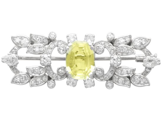 Antique Yellow Sapphire Brooch