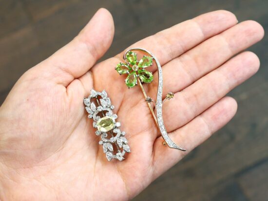 Platinum Sapphire Diamond Brooch