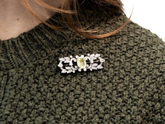 Swedish Sapphire Brooch Worn On