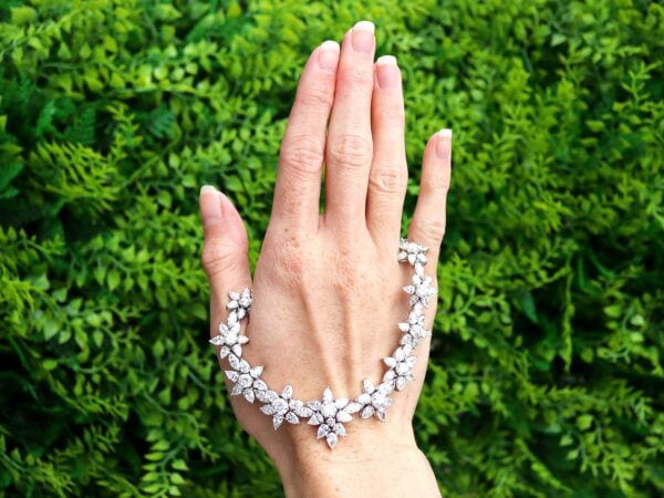 floral diamond necklace outside