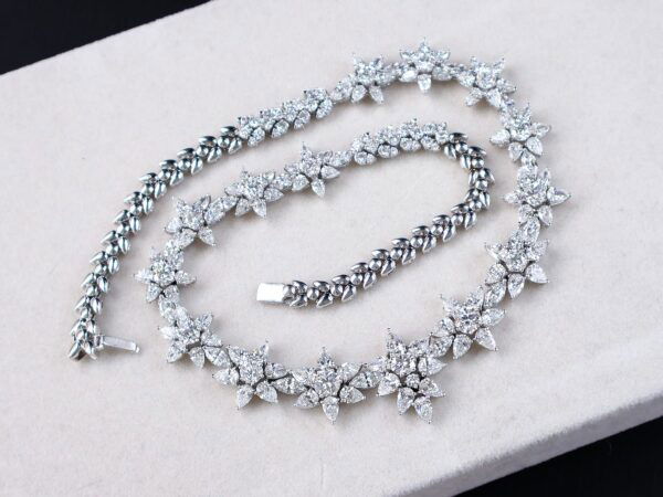 statement floral diamond necklace presented