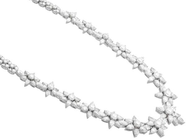 White gold floral diamond necklace