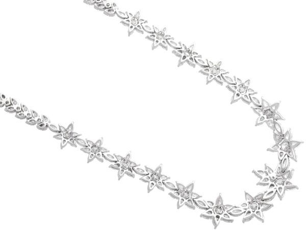 underside of White gold floral diamond necklace