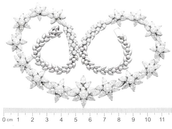 size of White gold floral diamond necklace