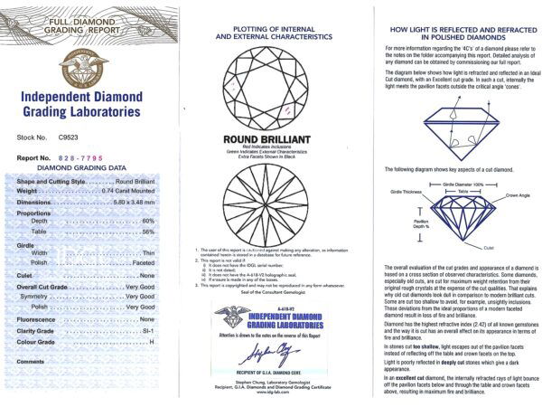grading certificate floral diamond necklace