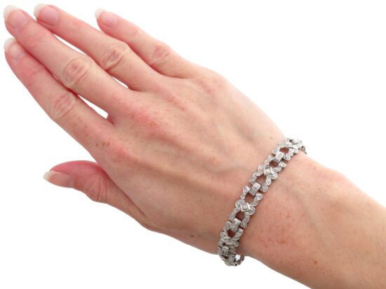 Diamond Platinum Bracelet On Wrist