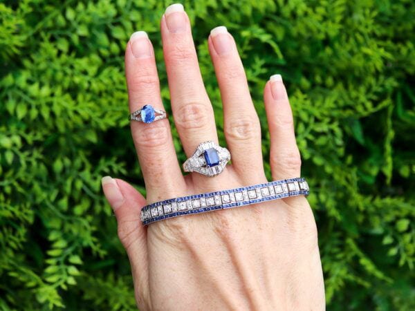 Antique Diamond and Sapphire Line Bracelet Outdoor