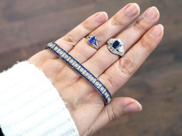 Antique Diamond and Sapphire Line Bracelet