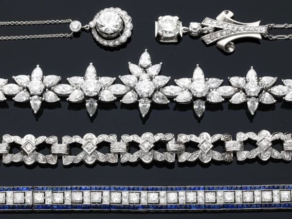 Sapphire Diamond Platinum Bracelet Front