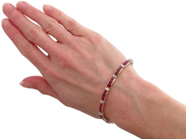 Ruby Diamond Bracelet On Wrist