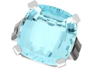 Aquamarine Ring with Onyx