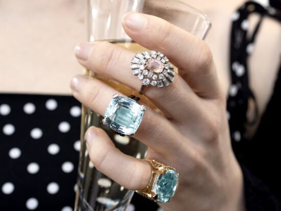 gemstone rings on hand