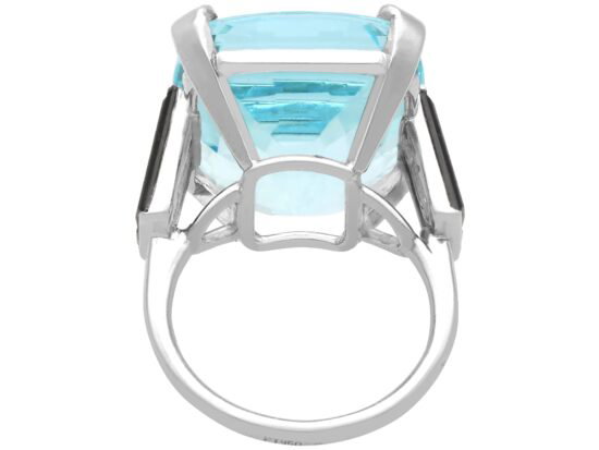 Aquamarine Ring with Onyx back