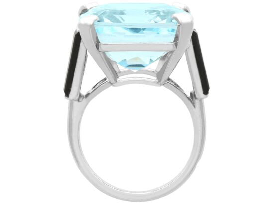 Aquamarine Ring with Onyx setting