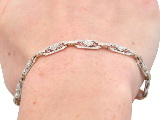 Antique Diamond Bracelet Worn Close Up