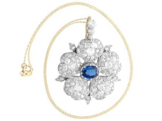 Late 19th Century Sapphire and Diamond Floral pendant