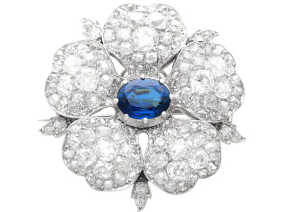 Late 19th Century Sapphire and Diamond Floral Brooch
