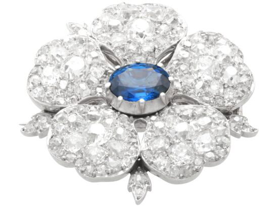 Late 19th Century Sapphire and Diamond Floral Brooch