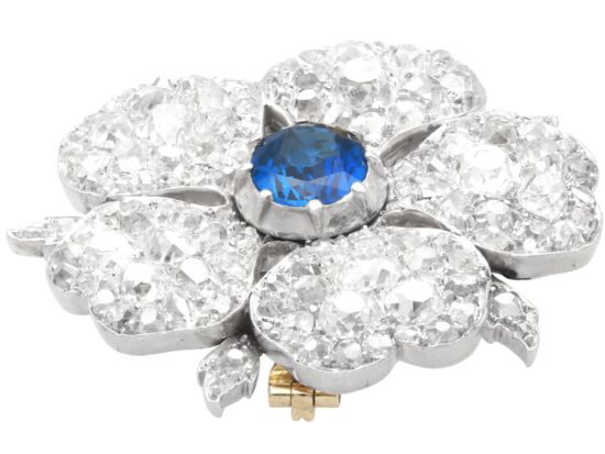 Late 19th Century Sapphire and Diamond Floral Brooch