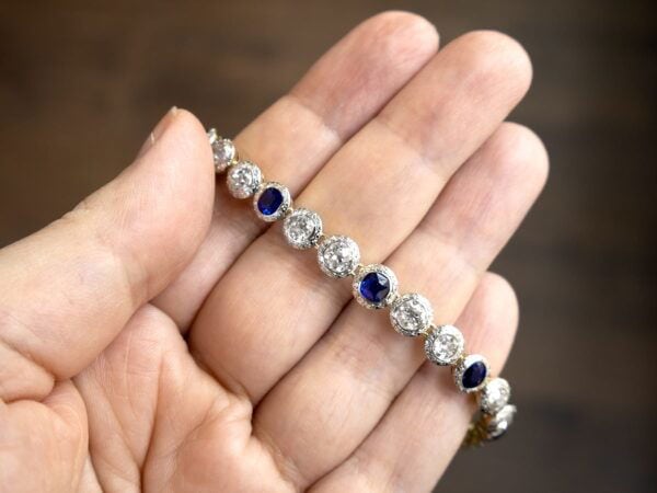 Vintage Sapphire Diamond Gold Bracelet
