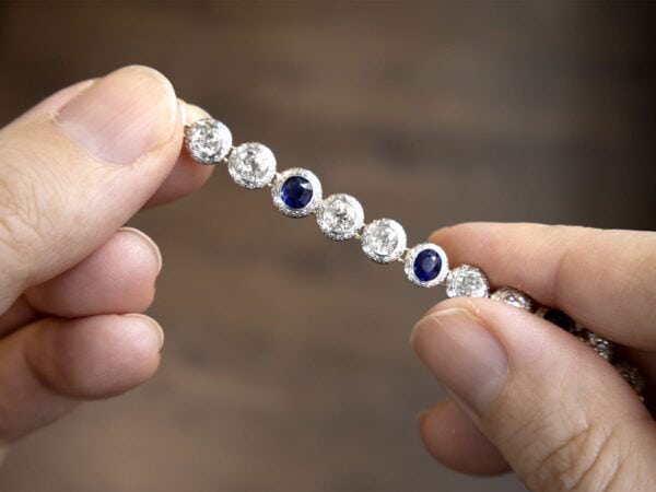 Antique Oval Sapphire Diamond Bracelet