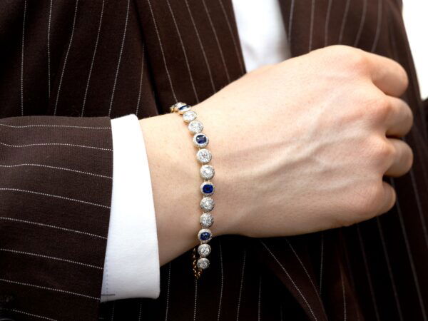 Antique Sapphire Diamond Bracelet On Wrist