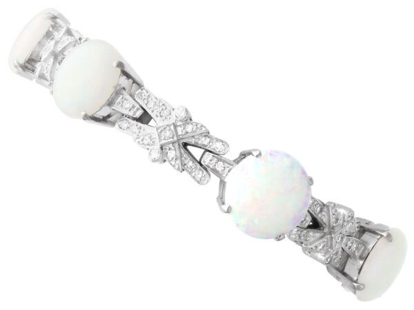 Vintage Opal Diamond White Gold Bracelet