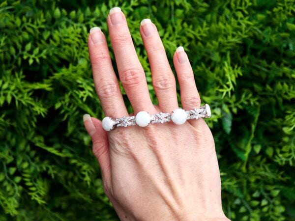 Vintage White Gold Opal Diamond Bracelet Outdoor