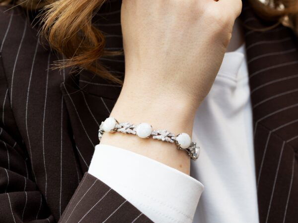 Vintage Opal Diamond Bracelet On Wrist