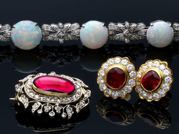 Opal Diamond Cluster White Gold